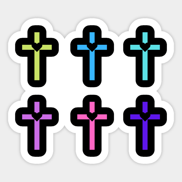 Colorful Christian Cross Sticker by Dog & Rooster